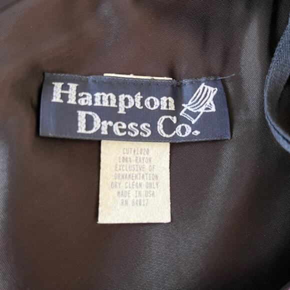 Vintage Hampton Dress Co Dress 8 Midi Black Red Tulips - Picture 8 of 12